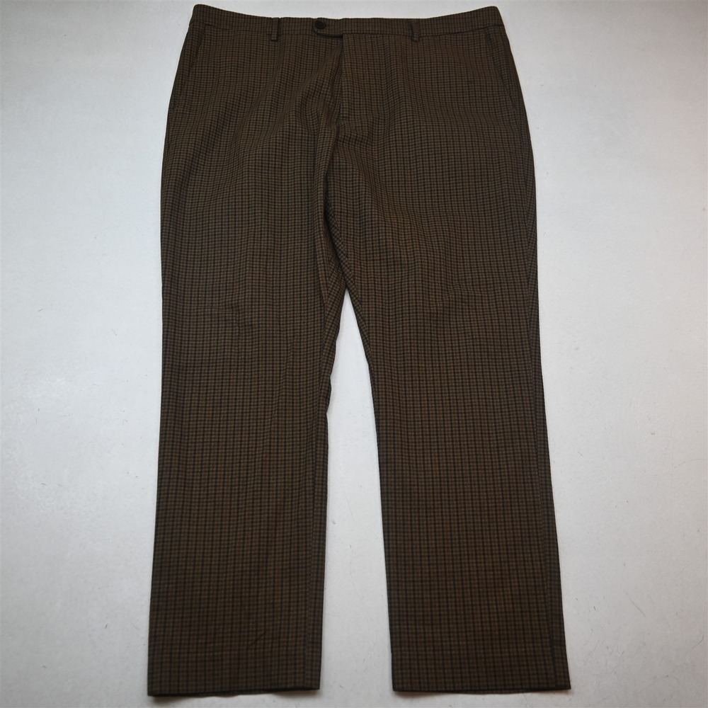 Bonobos 40x30 Brown Gun Check Profilo Flat Front Slim Dress Mens Pants